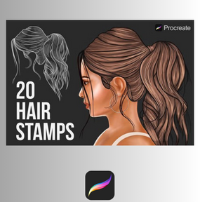 20 hair stamps brushes procreate