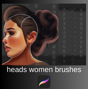 Procreate heads women brushes stamps